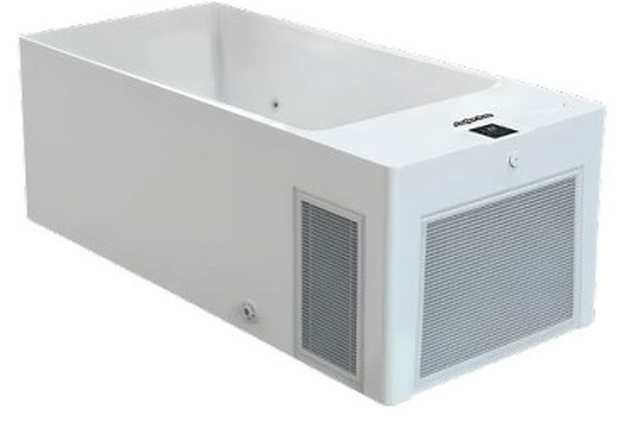 Ледяная ванна Aquajoy All-In White на деревянной террасе, вид сверху
