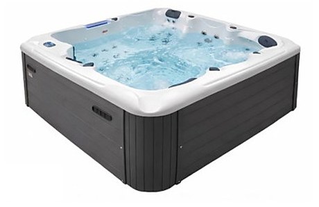 СПА-бассейн Aquajoy Santorini в двух цветах на чёрном песке