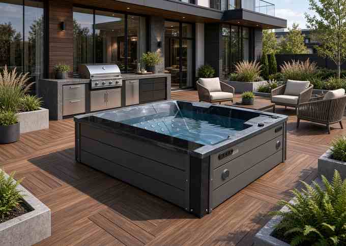 СПА-бассейн Aquajoy Venice цвета тёмный опал, вид сверху