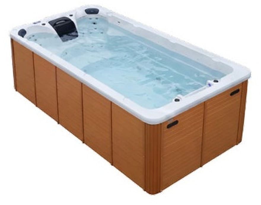 Свім-спа басейн Aquajoy Wave на дерев'яній терасі, вигляд згори